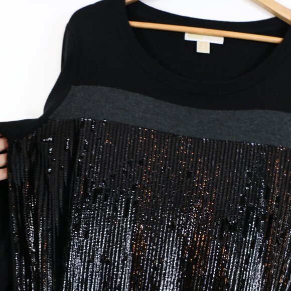 *Michael Kors Black & Grey Sequin Long Sleeve Mini Dress - Picture 5 of 6